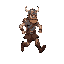 viking soldier without armor, only with helmet and pants with shoes running