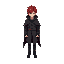 gothic style man, cloak, final fantasy style, overhead, rpg, red hair, goth