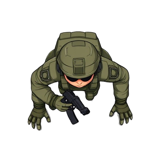 a modern, us soldier crawling in a prone position