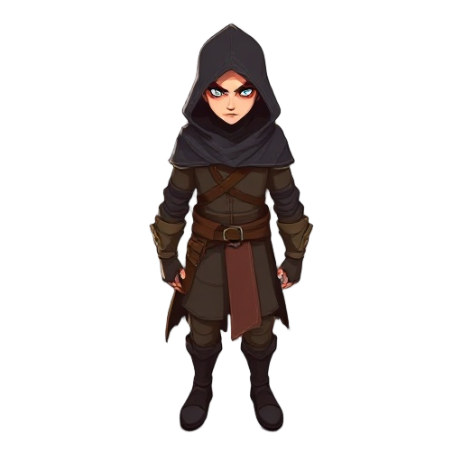 fantasy rogue character for topdown fantasy stealth action game
