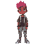 brown-skinned teenage boy with vibrant pink hair, wearing casual and modern clothes