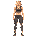 very tall and incredibly muscular blonde woman in workout clothes