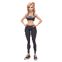 very tall and incredibly muscular blonde woman in workout clothes