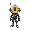 quero um personagem retrofuturista, quero um homen humano mas com roupa retrofuturista