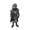 a guardian character in medieval templar style looking to the left