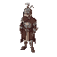 a guardian character in medieval templar style looking to the left, 45º oblicuo, isometric, style tibia game
