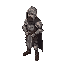 a guardian character in medieval templar style looking to the left, inclined 45º oblicuo, isometric, style tibia game