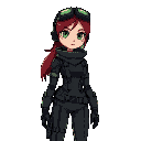 a female "metal gear solid" like protagonist wearing stealth gear and night vision goggles on their forehead. she should be attractive, well offf in the chest and rear areas, with red hair green eye. 