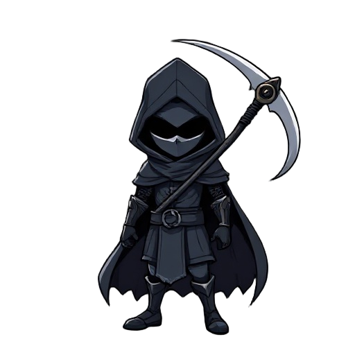 dark knight with hood swing scythe