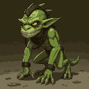lightly mutated slave, leashed and collared, human-orc mixture, light green skin, on all fours