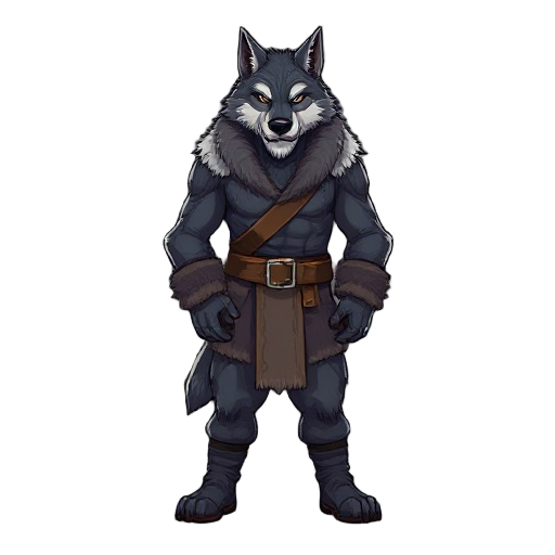 wolf man in fur clothes