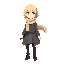 1 girl, airplane, blonde hair, blue eyes, coat, dress, katana, military, scarf, sheath, short hair, solo, sword, weapon, wind