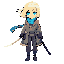 1 girl, airplane, blonde hair, blue eyes, coat, dress, katana, military, scarf, sheath, short hair, solo, sword, weapon, wind