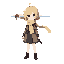 1 girl, airplane, blonde hair, blue eyes, coat, dress, katana, military, scarf, sheath, short hair, solo, sword, weapon, wind
