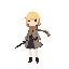 1 girl, airplane, blonde hair, blue eyes, coat, dress, katana, military, scarf, sheath, short hair, solo, sword, weapon, wind