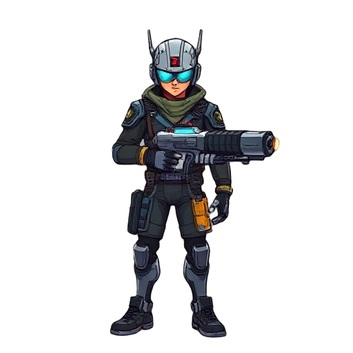 a michael jackson like general in a cyberpunk outfit with a voice operated sonic blaster weapon.