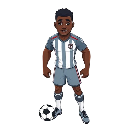 football soccer player, black man, strong, speed