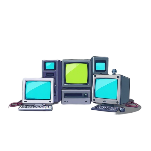 uma imagem de fundo com diversos computadores, fios e telas por todo lado