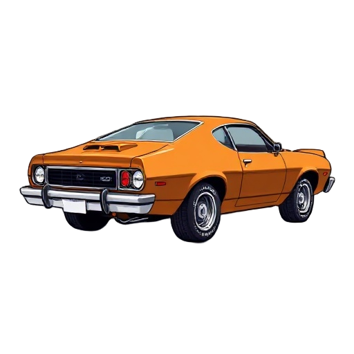 ford maverick 1976, marrom, carroceria original, todas as peças originais de fábrica, rodas originais, estilo retro 16-bit, sprite vista lateral