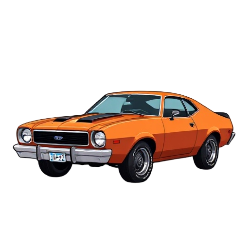 ford maverick 1976, marrom, carroceria original, todas as peças originais de fábrica, rodas originais, estilo retro 16-bit, sprite vista lateral