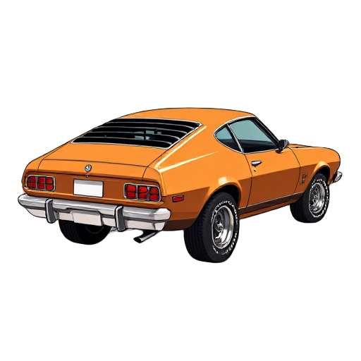 ford maverick 1976, marrom, carroceria original, todas as peças originais de fábrica, rodas originais, estilo retro 16-bit, sprite vista lateral