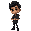 short black hair with a slight wave, hazel eyes that seem to glow in dim light, tan skin, and a lean figure. often seen in a hoodie, dark boots, and a silver bracelet with intricate patterns.