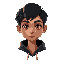 short black hair with a slight wave, hazel eyes that seem to glow in dim light, tan skin, and a lean figure. often seen in a hoodie, dark boots, and a silver bracelet with intricate patterns.