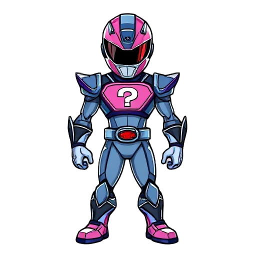 a transparent colored power ranger with a ? on its chestplate and it says unknowneger