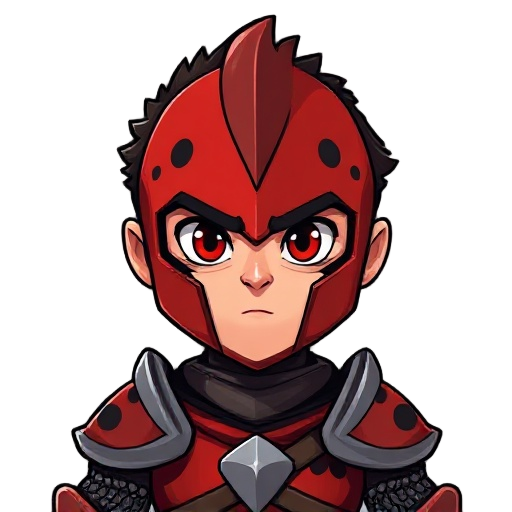 a red knight with black spots 