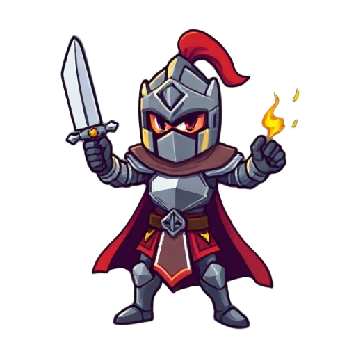 8 bit pixel knight that fights with his hands