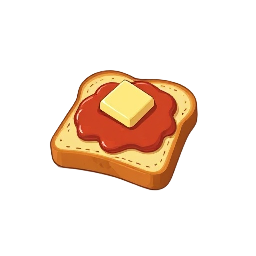 pixel art, a toast with butter and some sauce on top