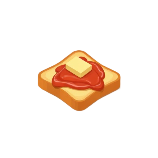 pixel art, a toast with butter and some sauce on top