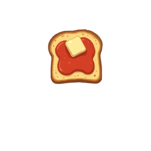 pixel art, a toast with butter and some sauce on top