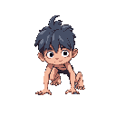 human with 1 with 1 unique hair years old crawling