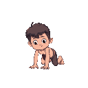 human with 2 years old crawling