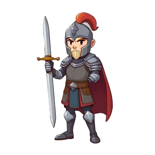 make a card of a knight holding a sword