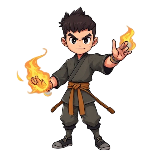 i want a character that is a martial artist and controls fire