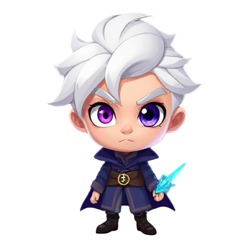 crei um male white hair, one eye purple other eye blue , socrcerer