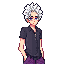 crei um male white hair, one eyes purple and blue, casual, body complete