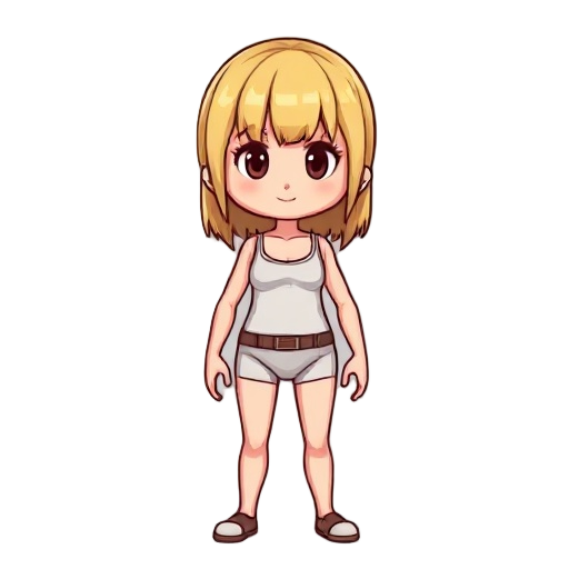 blonde (brown highlights) straight fringe, medium brests model in underware