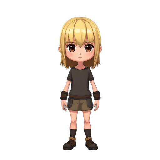 blonde (brown highlights) straight fringe, medium brests model with shadow instead of face and in underware