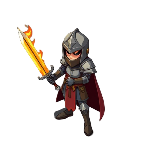 a dar knight with a flaming sword