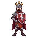cavalheiro medieval, escudo com brasão de sol, capacete fechado, arco e flecha nas costas, uma espada na cintura