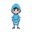 pode criar um pequeno personagem de olhos azuis e que usa roupa azul e tenha uma aparencia inocente e pura