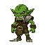 prompt: a high-quality pixel art sprite sheet of a goblin character in the style of kingdom rush. the goblin has green skin, sharp teeth, and wears tattered brown leather armor with metal shoulder pad
