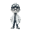scientist with goggles on head pokemon style
