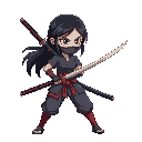 ninja girl with long katana on her back