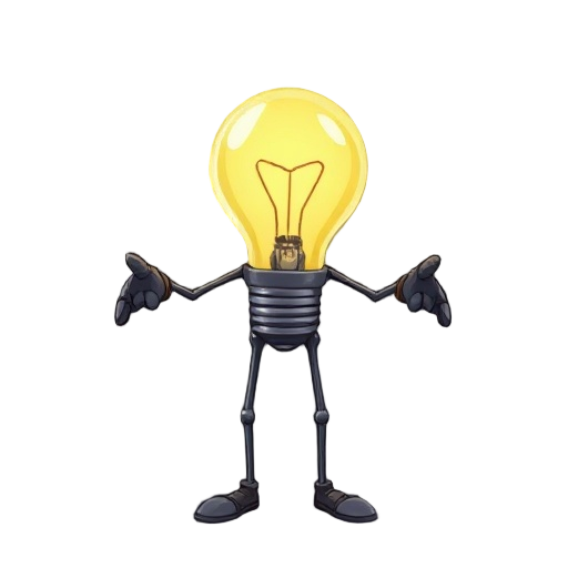 brutal lightbult with legs and arms