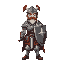 crie um personagem medieval, estilo cavaleiro, com armadura surrada, barba, espada e escudo.