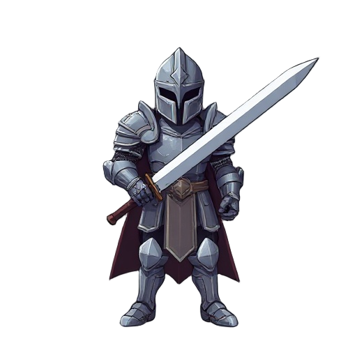 heavy armored knight with long sword